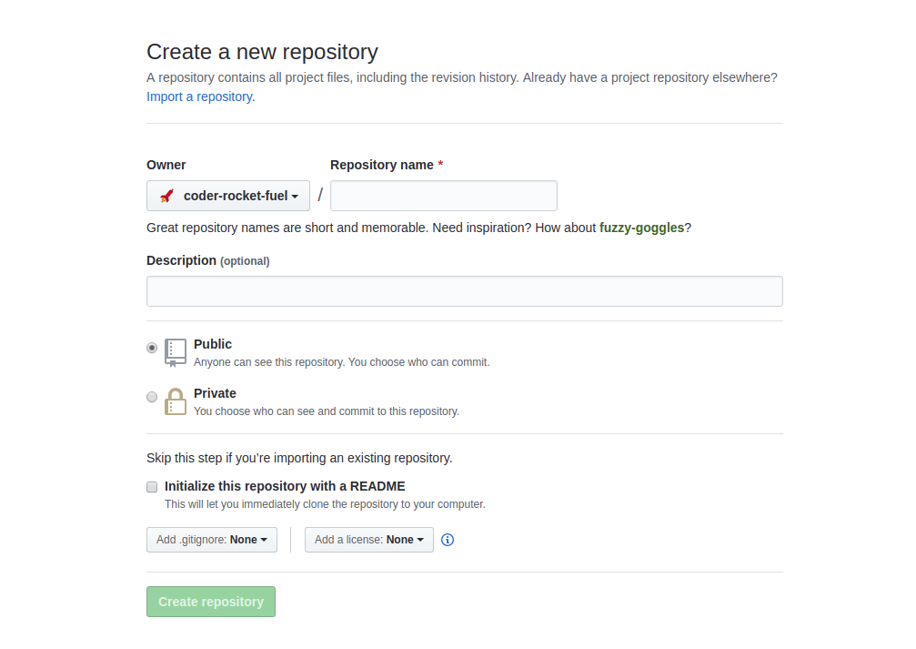 github create new repository