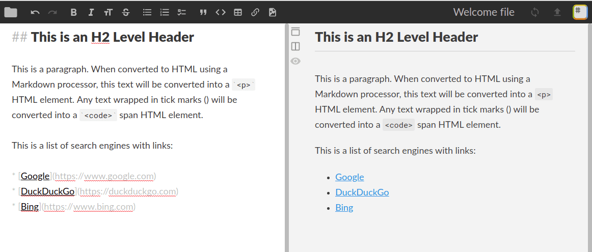 StackEdit Website Screenshot With Example Markdown