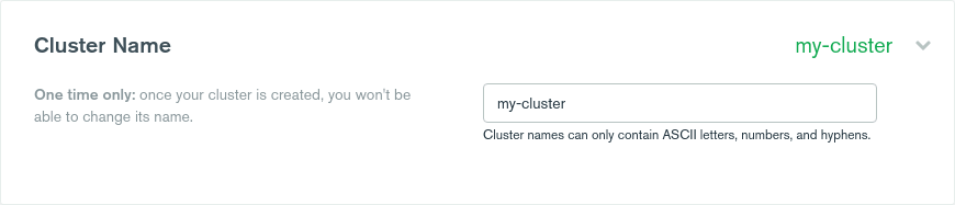 MongoDB Atlas - Choose Cluster Name Page Screenshot