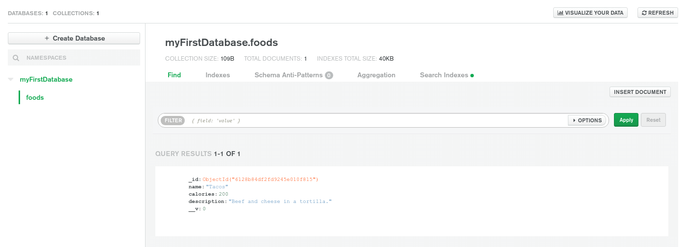 MongoDB Atlas - POST Rest Api Data in Dashboard