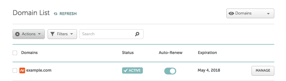 Namecheap domain configuration.